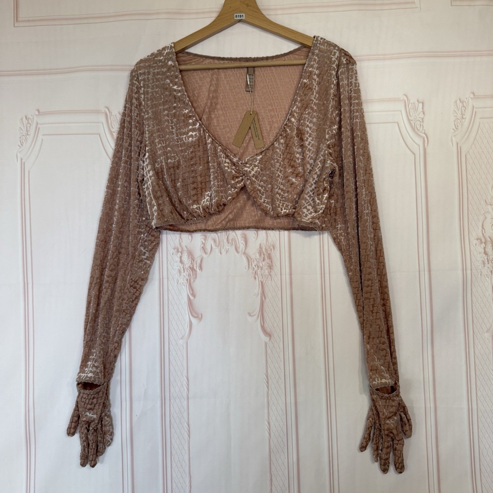 SKIMS Velvet Burnout Logo Glove Crop Top In Sienna Size 2X Fits L/XL NWT